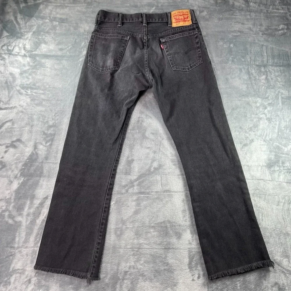 Levis 517 Bootcut Jeans Black 31x34 Fits 31x30 Raw Hem Cut Off Frayed Distressed